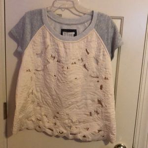 XL Anthropologie Pale Pink and Gray Top